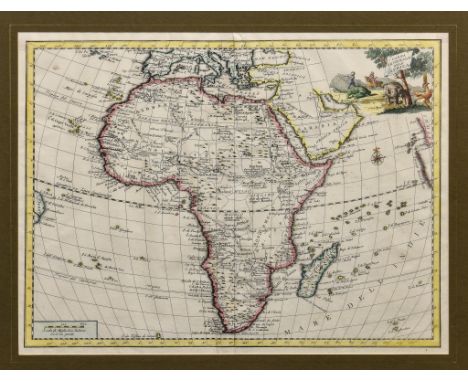 Albrizzi (Giovanni Battista) - Carta Generale Deli Africa, Venice c.1750, double page engraved map with hand colouring, decor