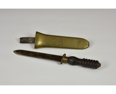 Maritime interest - An early 20th century diver's knife, probably by Siebe Gorman, the 7 5/8in. blade with black turned bakel