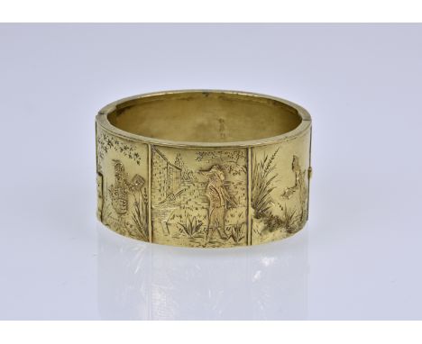 A Victorian silver gilt bangle, of oval form, Chester, 1881, maker's mark 'RLH', together with two diamond registration marks