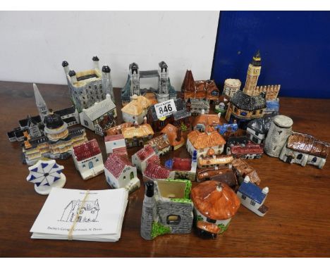 Quantity of Ceramic Miniature Buildings - Cottages, Mines, London Bridge, Big Ben etc 