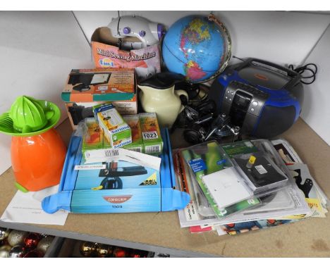 Radio Cassette Player, Globe, Mini Sewing Machine and Light Bulbs etc 