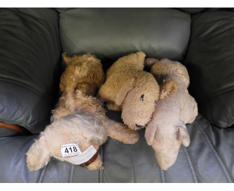 2x Vintage Teddy Bears and Vintage Pyjama Case 