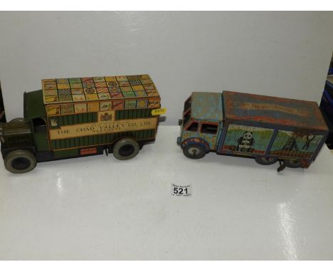 2x vintage Model Tin Lorries - The Chad Valley Co Ltd and Bingos Best Show on Earth 
