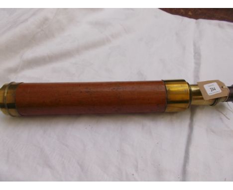 Oak and brass ships telescope, the barrel engraved JP Cutts London 'Day or Night'