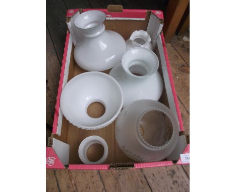 Box of clouded glass paraffin lamp shades (6)