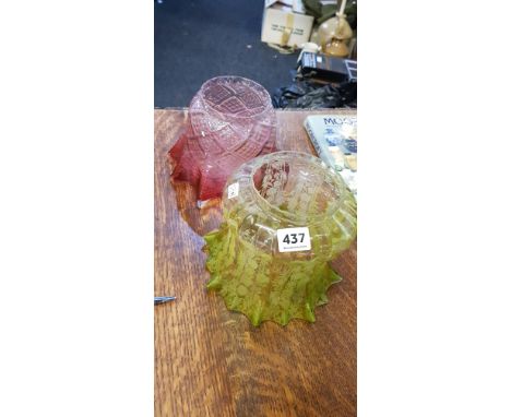 RUBY AND GREEN OIL LAMP SHADES