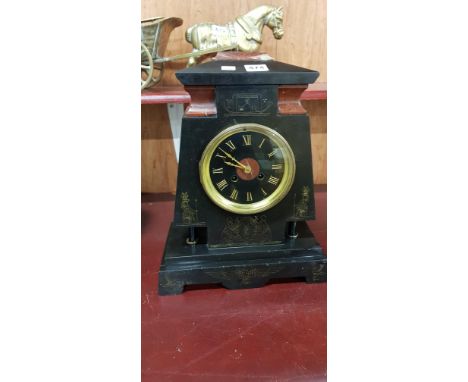 LATE VICTORIAN SLATE AND MARBLE CLOCK
