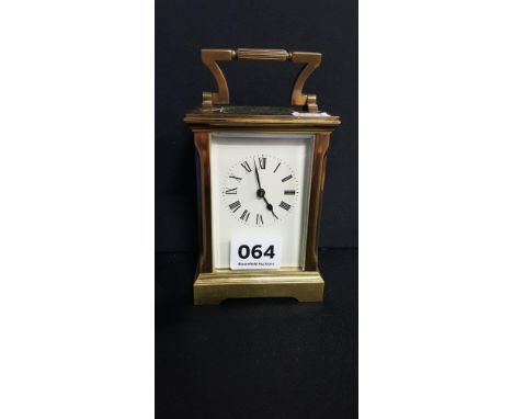 ANTIQUE BRASS CARRIAGE CLOCK AND KEY