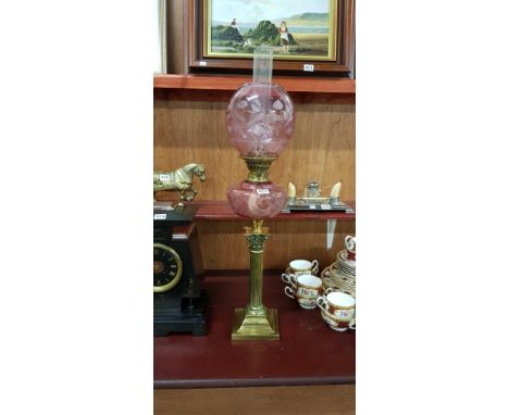 RUBY STYLE OIL LAMP BRASS PILLAR