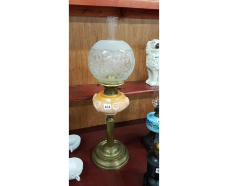 OIL LAMP WITH PEACH BOWL