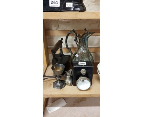 SHELF LOT OF EPNS AND OLD IRON