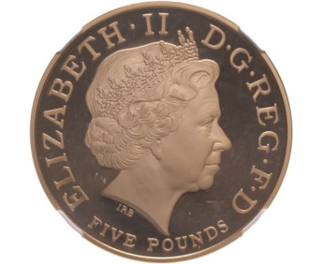 UNITED KINGDOM. Elizabeth II, 1952-2022. Gold 5 pounds (crown), 2013. Royal Mint. Proof. Celebrating the Diamond Jubilee (60t