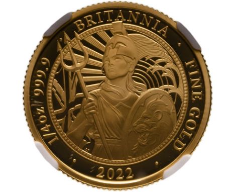 UNITED KINGDOM. Elizabeth II, 1952-2022. Gold 25 pounds, 2022. Royal Mint. Proof. Fifth crowned portrait of Elizabeth II righ