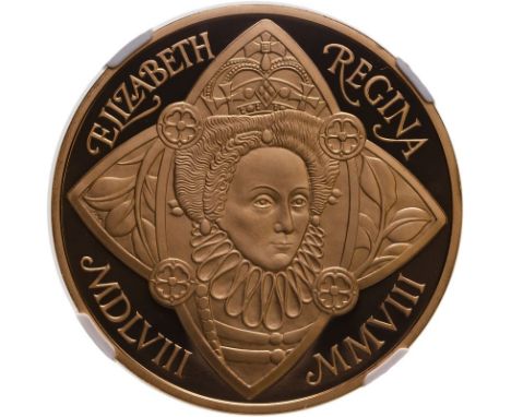 UNITED KINGDOM. Elizabeth II, 1952-2022. Gold 5 pounds (crown), 2008. Royal Mint. Proof. Commemorating the 450th anniversary 
