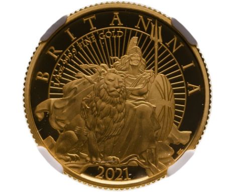UNITED KINGDOM. Elizabeth II, 1952-2022. Gold 25 pounds, 2021. Royal Mint. Proof. Britannia 2021Fifth crowned head of Elizabe