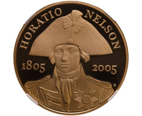UNITED KINGDOM. Elizabeth II, 1952-2022. Gold 5 pounds (crown), 2005. Royal Mint. Proof. Commemorating the Bicentenary (200th