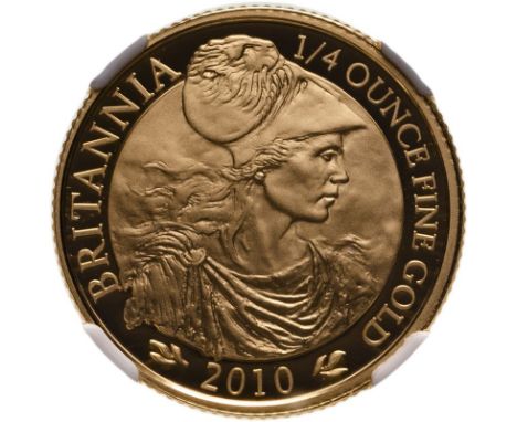 UNITED KINGDOM. Elizabeth II, 1952-2022. Gold 25 pounds, 2010. Royal Mint. Proof. The 2010 Britannia design features an unusu