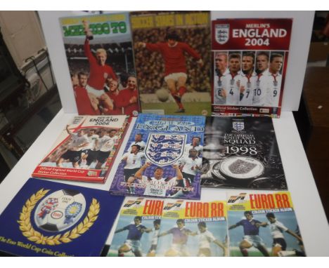 A collection of various football ephemera/memorabilia including World Cup Soccer Stars Mexico 1970 sticker collection book co