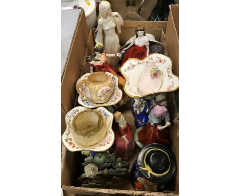 A collection of decorative china wares to include Royal Doulton HN2400 "Debbie" 15 cm high, Royal Worcester "Sunday's Child" 