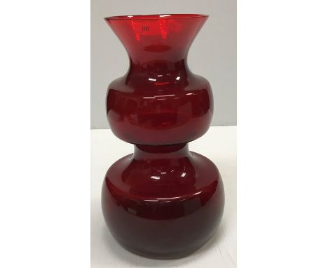 A large Scandinavian ruby glass vase 32 cm high together with a Swedish art glass vase of ruby, blue, pink and green colour 4