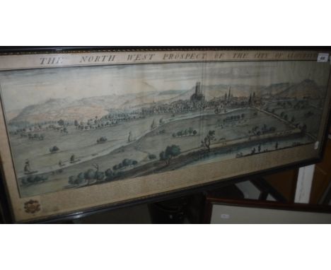 AFTER JAMES AND NATHAN BUCK "The Northwest Prospect of the City of Gloucester" hand coloured engraving 31.5cm x 81cm together