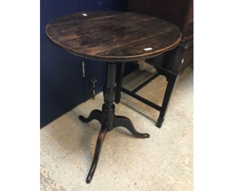 A 19th Century fruitwood occasional table, the circular snap top on a turned vase shaped pedestal to square tapered cabriole 