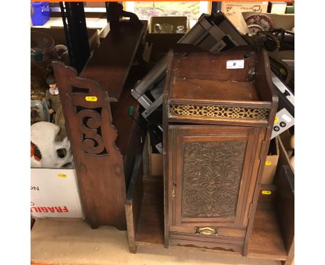 A collection of items, to include an early 20th Century mahogany smoker's cabinet, with carved decorated door, a further simi