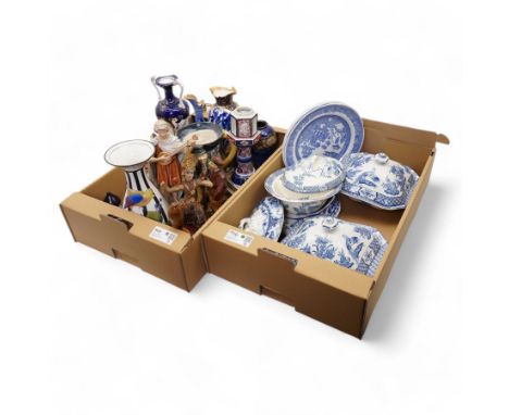 Royal Doulton - Corolian ware ewer, stoneware vase, Sea Captain figure, character jug etc, together with other porcelain incl