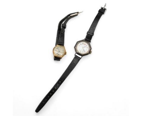 Buren ladies 9ct gold manual wind presentation wristwatch, and a silver manual wind wristwatch, Birmingham import mark 1918Co