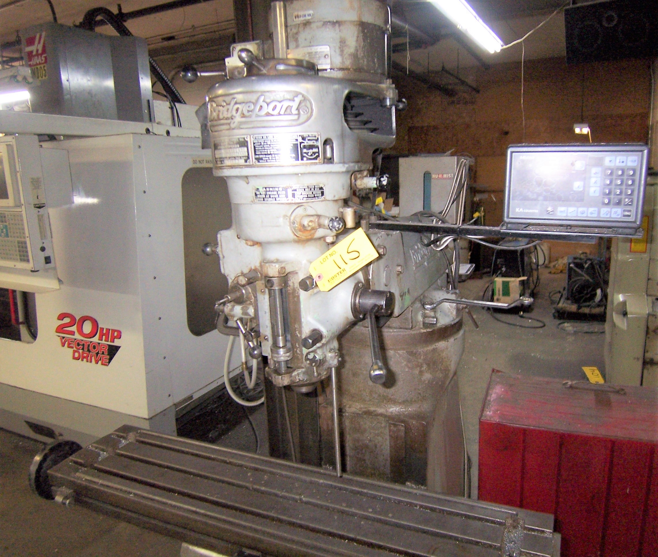 BRIDGEPORT 3/4 HP SINGLE PHASE VERTICAL MILLING MACHINE WITH 9" X 42
