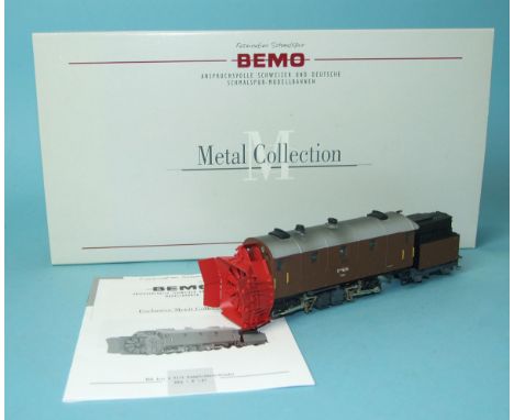Bemo Metal Collection HOm gauge, 1299 114 0-6-6-0 RhB Xrot d9214 Steam Rotary Snow Plough, (boxed).