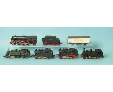 Märklin HO gauge, DA800 2-6-2 locomotive RN23014, with an associated tender, four tank engines by Trix, Lima and a tinplate J
