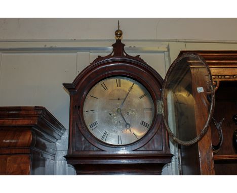 An early 19th century Scottish mahogany longcase clock, James Lymington Edinburgh, with circular silverized dial and Roman nu