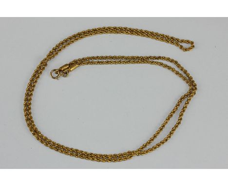 A Chinese gold rope twist necklace with bolt ring clasp 