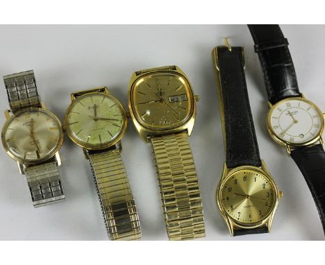 A 9ct gold Rotary watch and four other gentlemen's gilt watches
