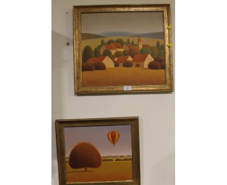 TWO MODERN CONTINENTAL OILS SIGNED M. FAJKUS (OFFICE)