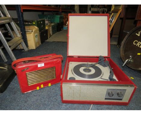 A VINTAGE HACKER RADIO AND A ALBA SOLID STATE RECORD PLAYER