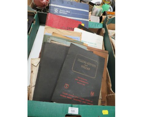A TRAY OF VINTAGE COMMERCIAL VEHICLE AND ENGINEERING CATALOGUES ETC 