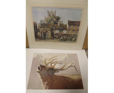 A FOLIO OF ASSORTED PICTURES TO INC SIMON BULL 'FRIESIAN BULL', 'LIMOUSINE BULL' ETC TO INCLUDE PLATES OF CLASSICAL CERAMIC D