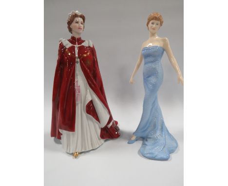 A ROYAL WORCESTER FIGURINE OF THE QUEENS 80TH BIRTHDAY 2006 TOGETHER WITH A FIGURE OF DIANA 