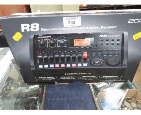 A ZOOM R8 RECORDER SAMPLER INTERFACE CONTROLLER TOTAL MUSIC PRODUCTION SYSTEM WITH DRUM PAD IN BOX WITH INSTRUCTION MANUAL 