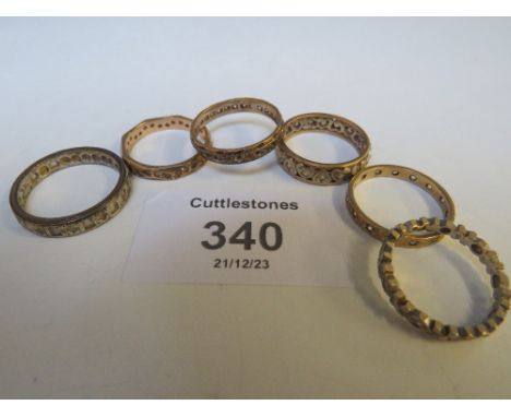 SIX 9CT GOLD VINTAGE ETERNITY RINGS APPROX W 15.2 G
