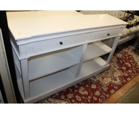 A LARGE MODERN WHITE CONSOLE TABLE WITH TWO DRAWERS W-160 CM