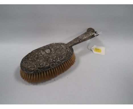VINTAGE HALLMARKED SILVER BACKED DECORATIVE HAIRBRUSH