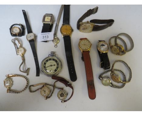 A COLLECTION OF INGERSOLL WRISTWATCHES AND A POCKET WATCH, LADIES AND GENTLEMANS MANUAL &amp; QUARTZ TYPES (17)Condition Repo