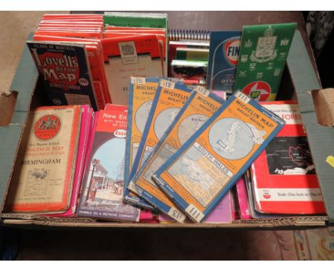 A COLLECTION OF VINTAGE AND MODERN MAPS, ORDINANCE SURVEY MAPS, PLUS SOME VINTAGE SHELL, ESSO AND MICHELIN ROAD MAPS ETC