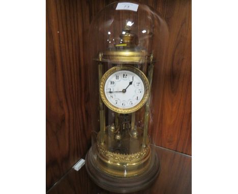 MANTLE CLOCK WITH GLASS DOME AND KEY DOME A/F
