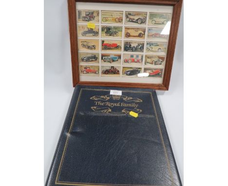 AN ALBUM OF VINTAGE POSTCARDS TOGETHER WITH A FRAMED SET OF CIGARETTE CARDS 