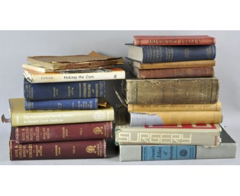 A collection of medical books, to include Manual of Surgical Anatomy by J Bruce