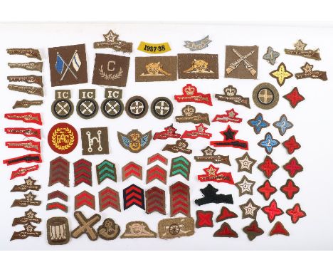 Grouping of British Army Trade / Proficiency Badges, including some WW2 printed examples. Various types, some duplicates.